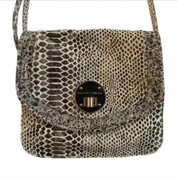 Elliott Lucca Womens Leather Snake Pattern Crossbody Purse - Picture 1 of 10